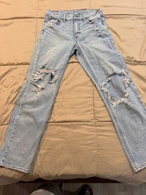 American Eagle Outfitters Light Blue Distressed Straight Leg Jeans